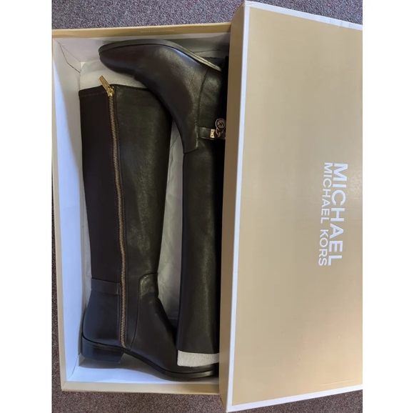 Michael Kors MK Designer Brown Tall Leather Boots - Size 11M - Picture 3 of 10